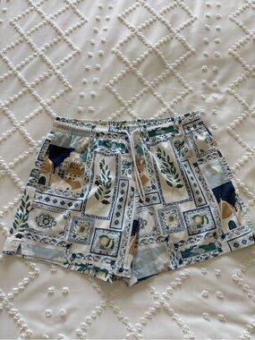 Abercrombie & Fitch Relaxed Stretch Cabana postcard print swim shorts Size M
